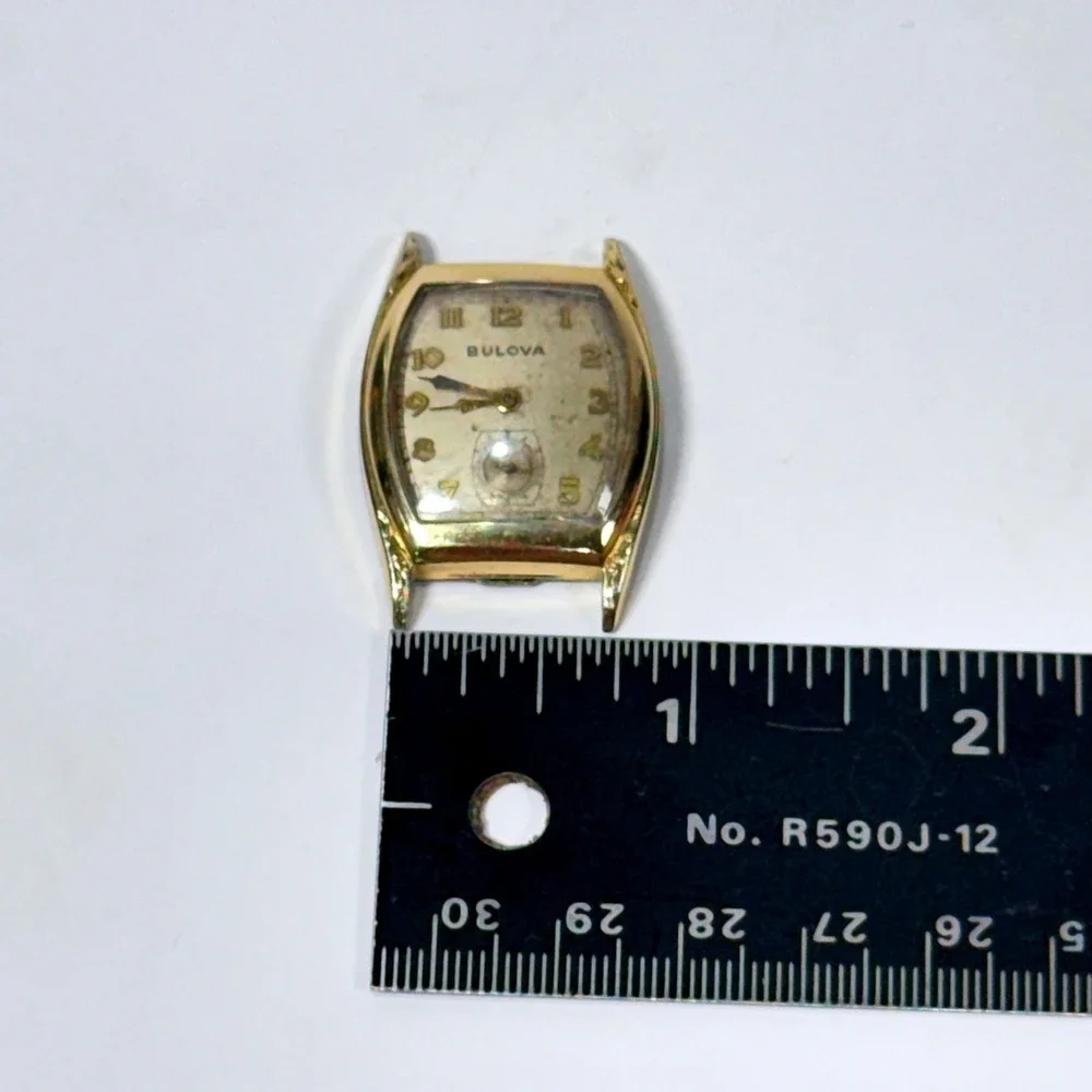 Vintage Bulova 10AX 15 Jewel Watch Movement 10K RGP Case for Parts Restoration